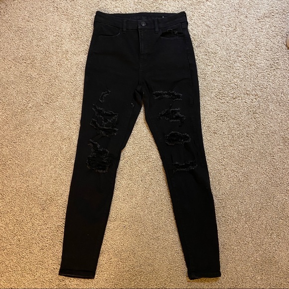 American Eagle Outfitters Denim - Womens Black Ripped American Eagle Jeans